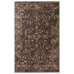 Handgetufteter Teppich aus Wolle und Viskose in Dunkelbraun und Apricot, Übergangsdesign