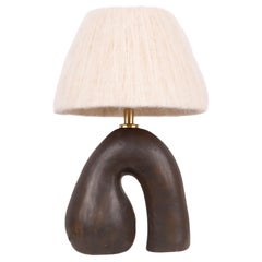 'Opposée' Table Lamp - Satin Brown with Cream Wool Shade