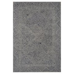 Tappeto in lana trapuntata a mano in ardesia ebano e grigio scuro, design astratto contemporaneo