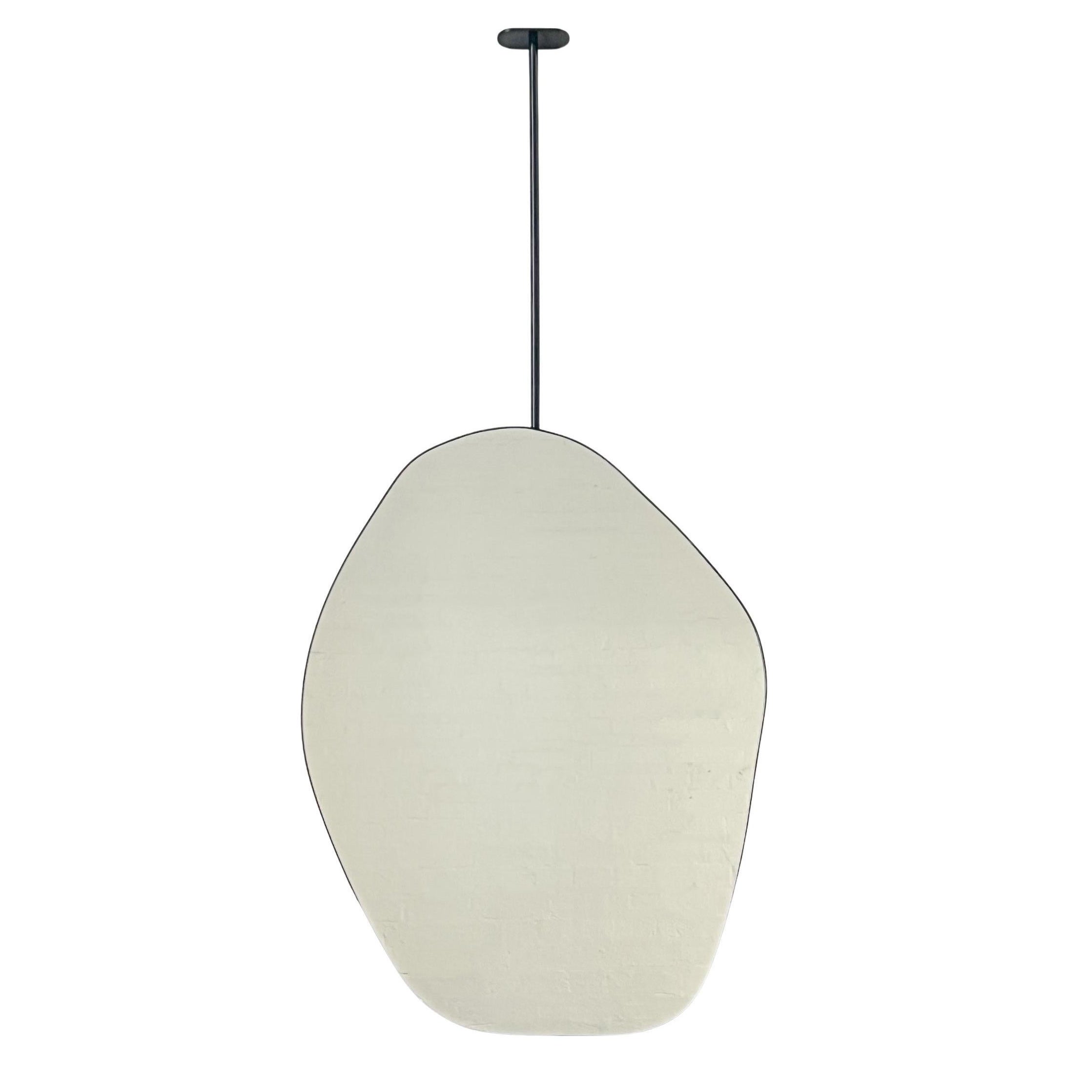 Roca Ceiling Suspended Freeform Mirror with Minimalist Black Frame For Sale