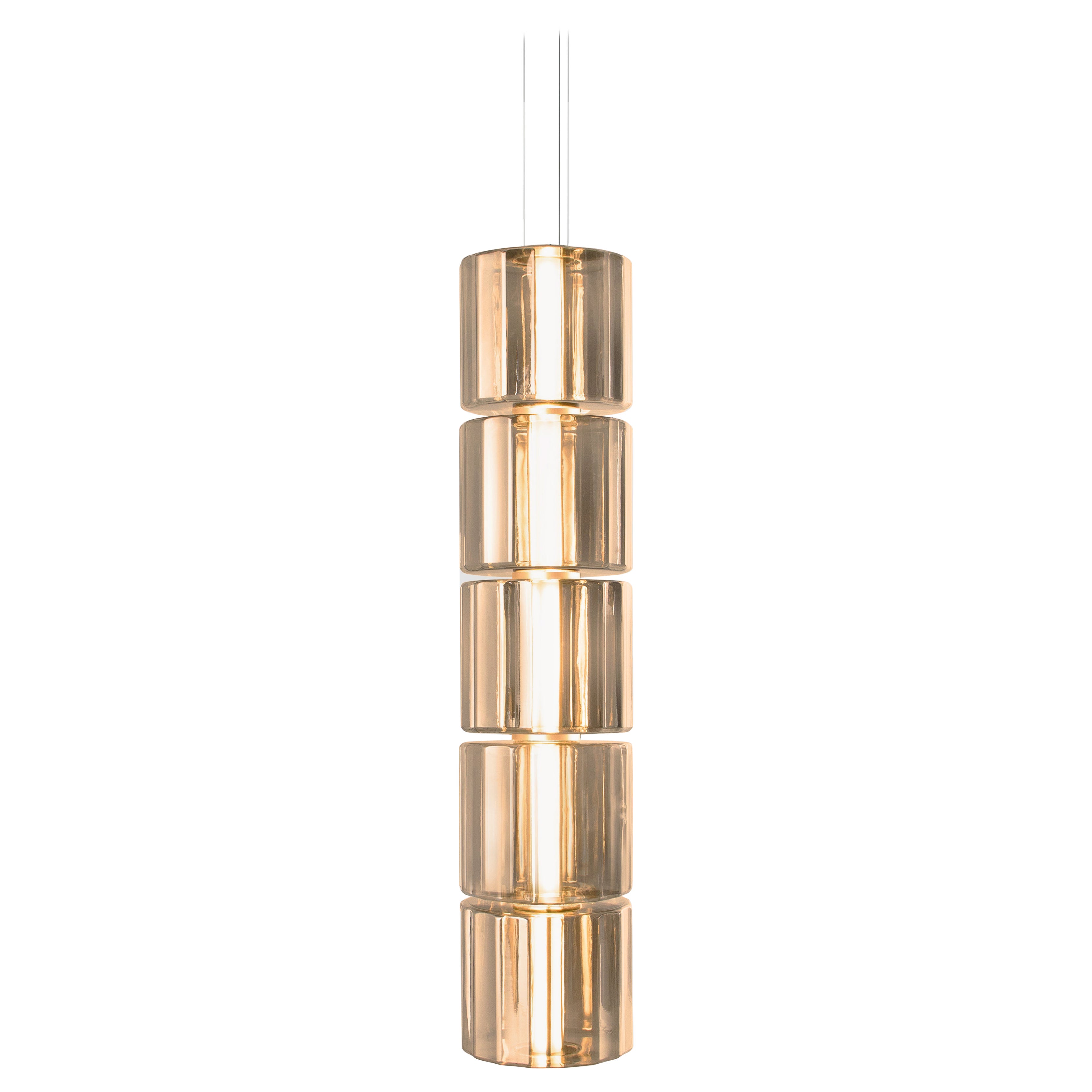 Lampada a sospensione contemporanea 'Column' 300 - 5, verticale, ambra
