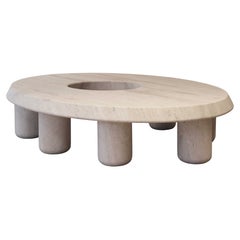 Contemporary Sculptural Helios Coffee Table in Travertine by Michel Amar