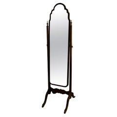 Stylish Edwardian Walnut Cheval Mirror