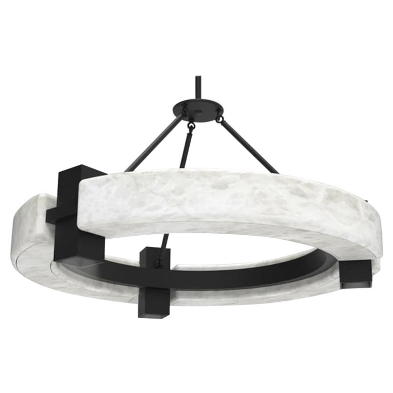 Contemporary Luxury Round Alabaster Ring Chandelier Light by Michel Amar