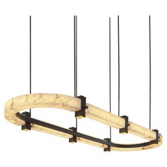 Luxury Contemporary Oval Alabaster Ring Chandelier Light by Michel Amar