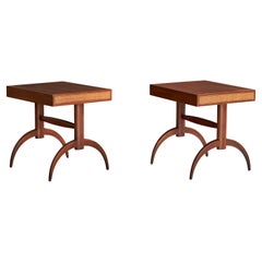 Weiman, Side Tables, Walnut, Cane, USA, 1950s