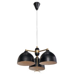 Swedish Designer, Chandelier, Brass, Metal, Sweden, 1950s
