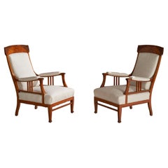 Swedish Designer, Lounge Chairs, Oak, Fabric, Sweden, 1900s