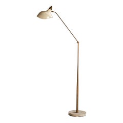 Designer italien, lampadaire, laiton, métal, marbre, Italie, années 1950