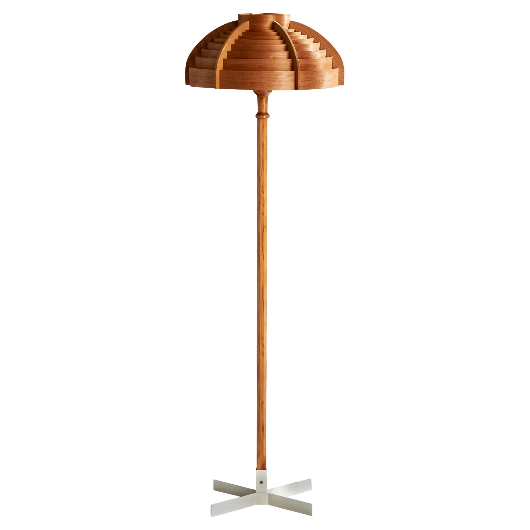 Hans-Agne Jakobsson, Floor Lamp, Pine, Metal, Sweden, 1970s