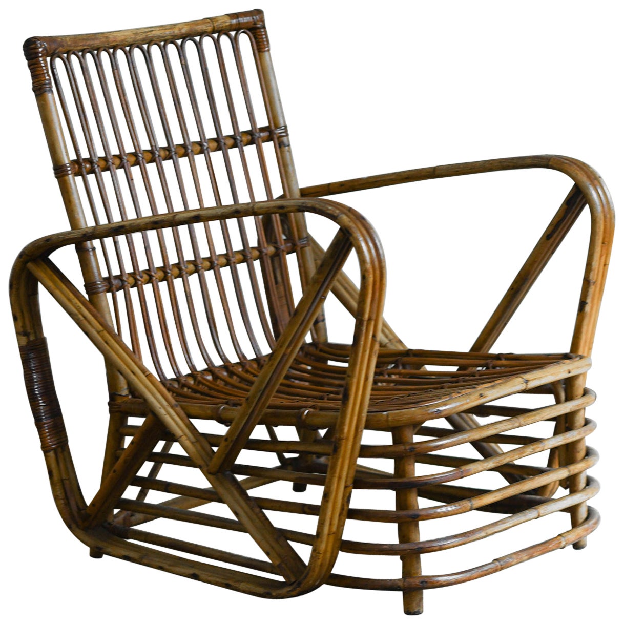 Paul Frankl sillón de bambú curvado, años 40
