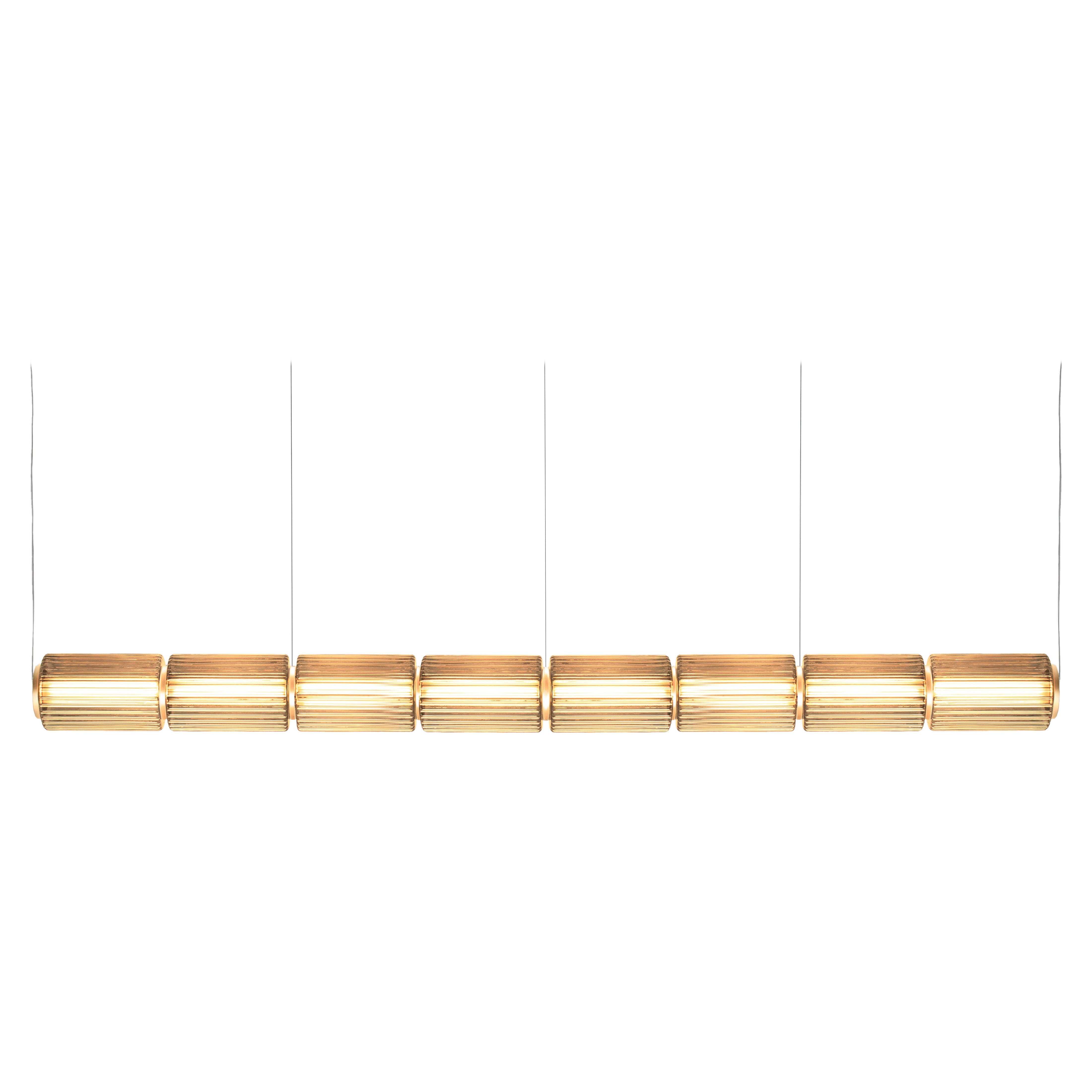 Contemporary Pendant Lamp 'Column' 175-8, Horizontal, Amber