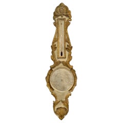 Geschnitztes und bemaltes Barometer aus dem 19. Jahrhundert