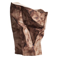 Brown Handcrafted Ceramic Paper Bag Vase with Earth-Toned Burnt Texture