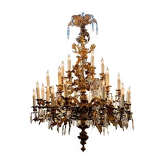 Antique 19th Century French Louis XV French Chandelier with 24 Lights