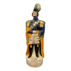 Antique Victorian Staffordshire Flatback Figure in Military Dress
