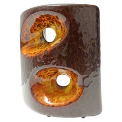 Postmoderne keramikvase mit brauner und oranger Glasur von Giovanni Bertoncello