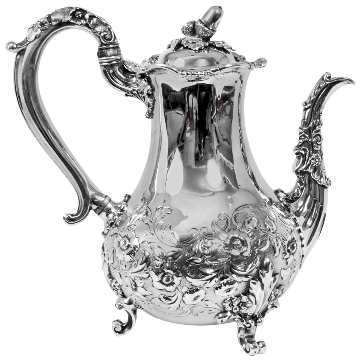 Antique Paul Storr Sterling Silver Coffee Pot, 1833