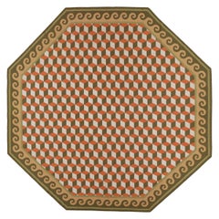 Alfombra octogonal vintage sobredimensionada de punto de aguja con dibujo geométrico  Rug & Kilim