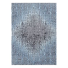 Rug & Kilim’s Contemporary Geometric Rug In Blue And Gray “Abstract Medallion”