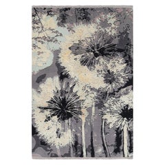 Rug & Kilim’s Contemporary Rug In Gray With Abstract Floral Pattern “Dandelion”