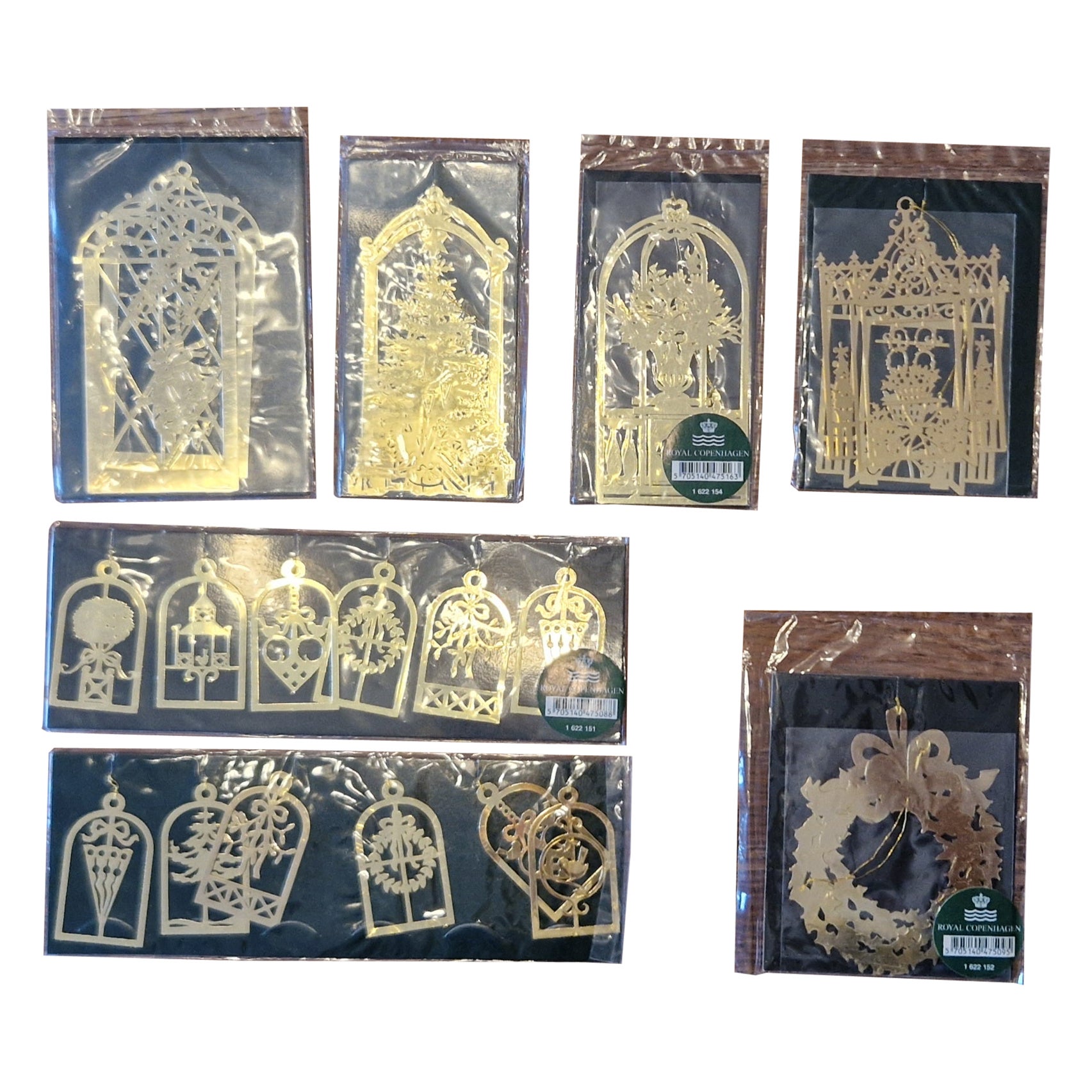 22 Royal Copenhagen Golden Christmas Tree Ornaments in Original Packaging