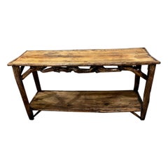 Antique 19thc  Burl  Twig Console Table