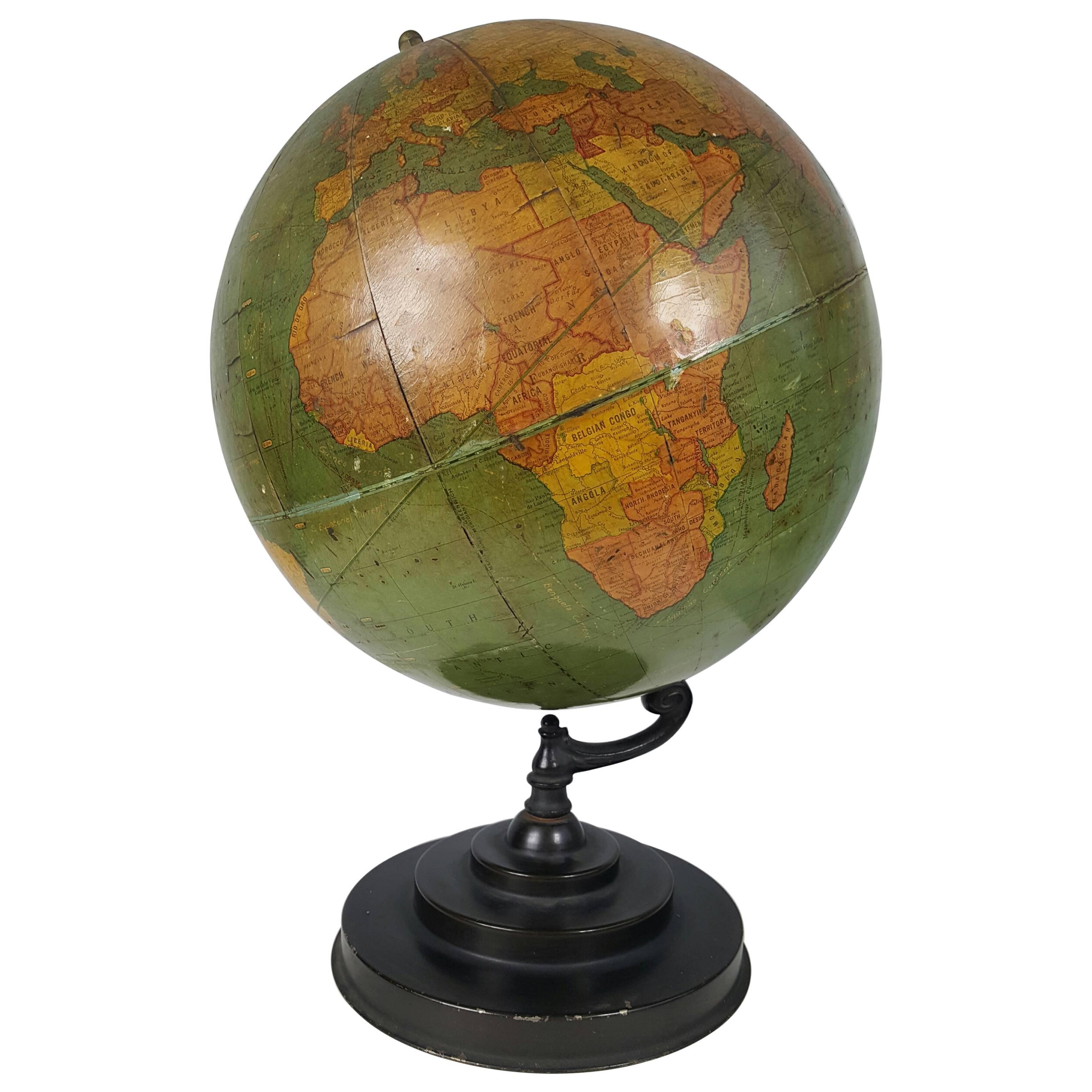 Art Deco Antique World Globe, Richard E. Byrd Globe-Barowe Inc