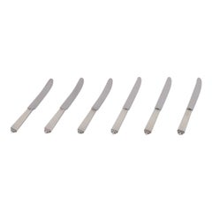 Georg Jensen Pyramid. Six fruit knives in sterling silver and stainless steel.