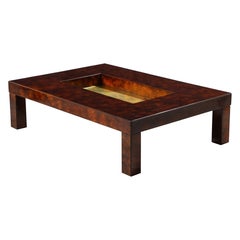 Aldo Tura Lacquered Goat Skin and Brass Cocktail Table,  Italy circa 1975