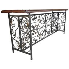 French Wrought Iron and Brass/Bronze Console Table 12