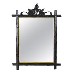 Antique Rustic Black Forest Wall Mirror, 19th Century, Handcarved - Germany ca. 1870