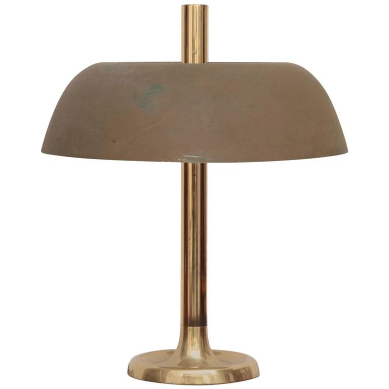 Beautiful Hillebrand Brass Table Lamp With Green Shade Germany Beautiful Hillebrand Brass Table Lamp With Green Shade Germany 1960s For