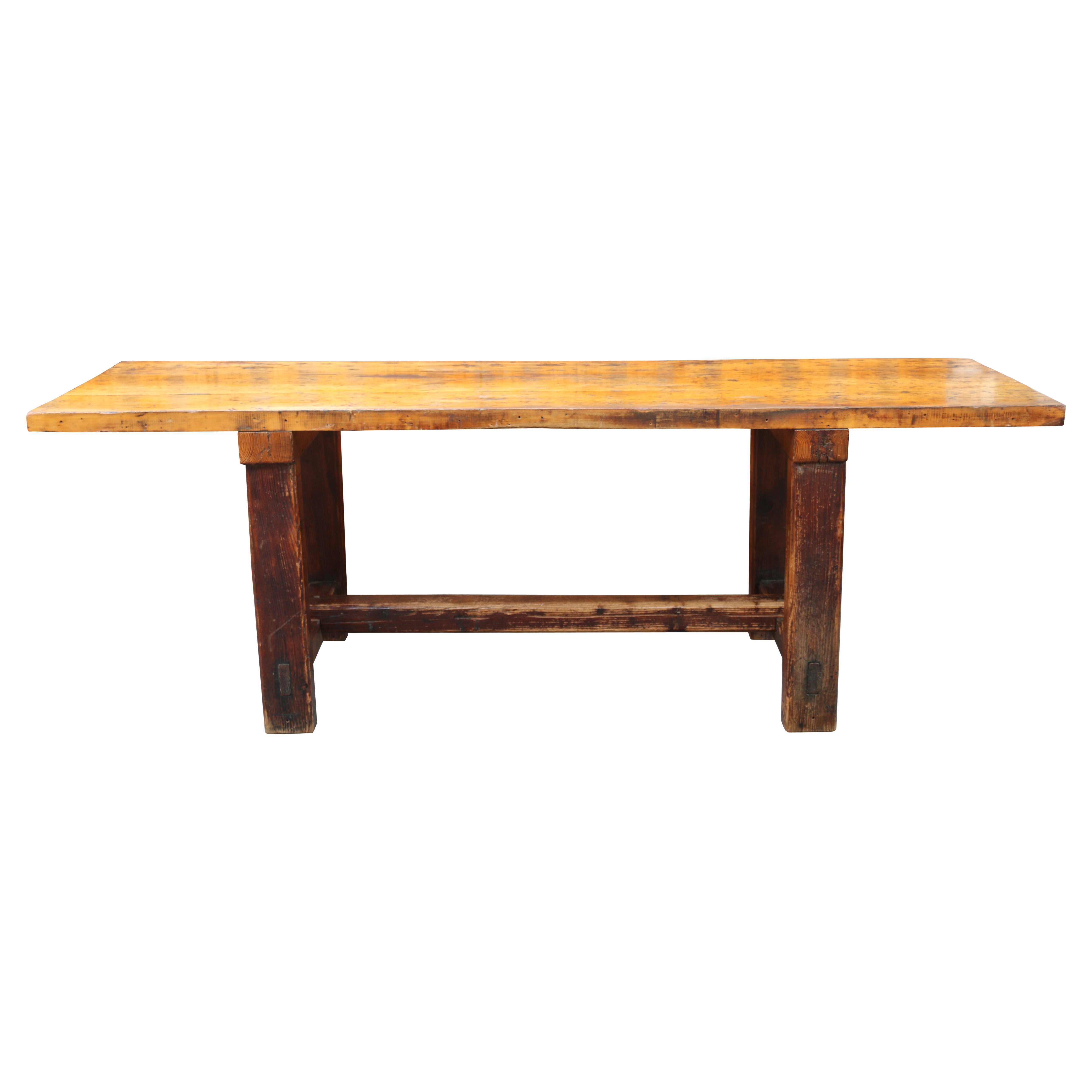 Tavolo in legno massiccio da fattoria vintage, anni '30 in vendita