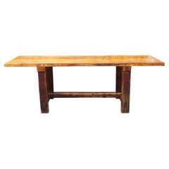 Table de ferme vintage en bois massif, années 1930