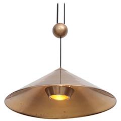 Counterweight Pendant Lamp in Dark Brass by Florian Schulz, Germany, 1970s