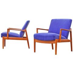 Pair of FD 125 teak easy chairs by Tove & Edvard Kindt Larsen, 1958, Denmark