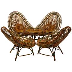 Green French Rattan Living Room Set by Janine Abraham and Dirk Jan Rol 1950s 10