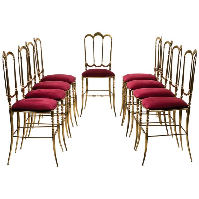 Remarkable Set of Nine "Chiavari" Brass Chairs For Sale at 1stdibs