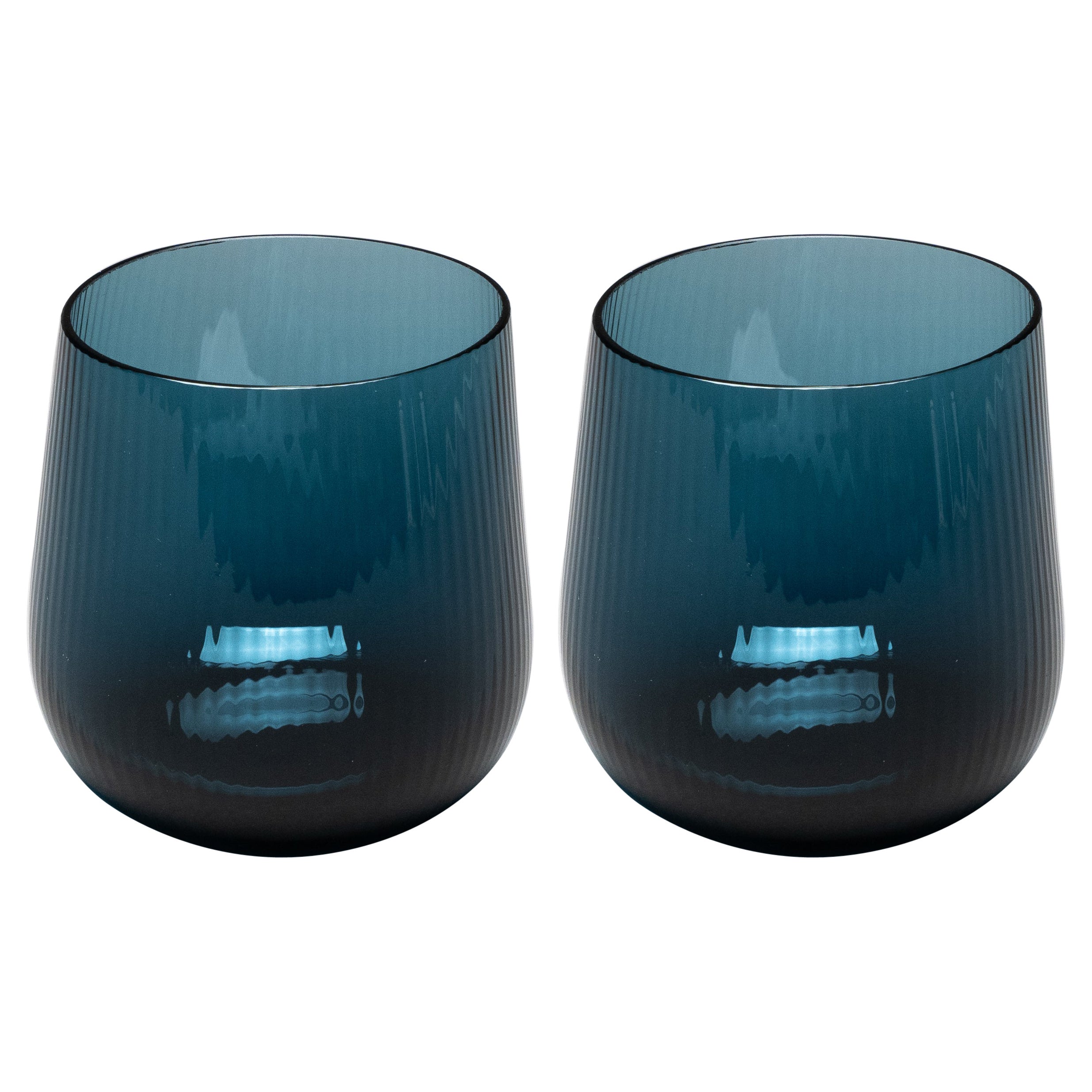 siglo XXI Federico Peri Stilla Liquida Azul Profundo 2-Vasos Pequeños Murano