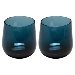 siglo XXI Federico Peri Stilla Liquida Azul Profundo 2-Vasos Pequeños Murano