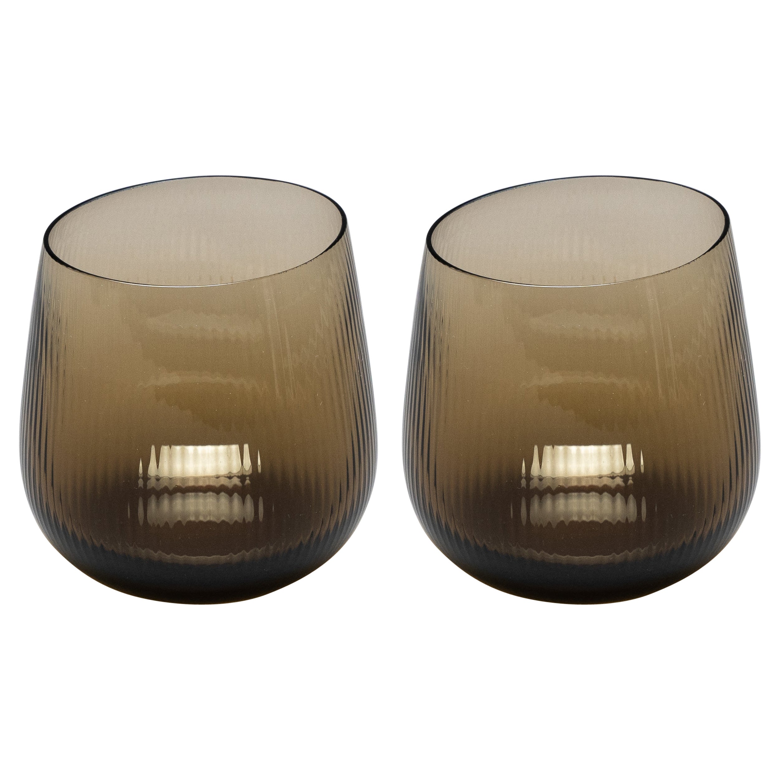 21st Century Federico Peri Stilla Liquida Coffee Brown 2-Small Tumblers Murano