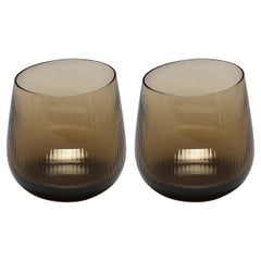 21st Century Federico Peri Stilla Liquida Coffee Brown 2-Small Tumblers Murano