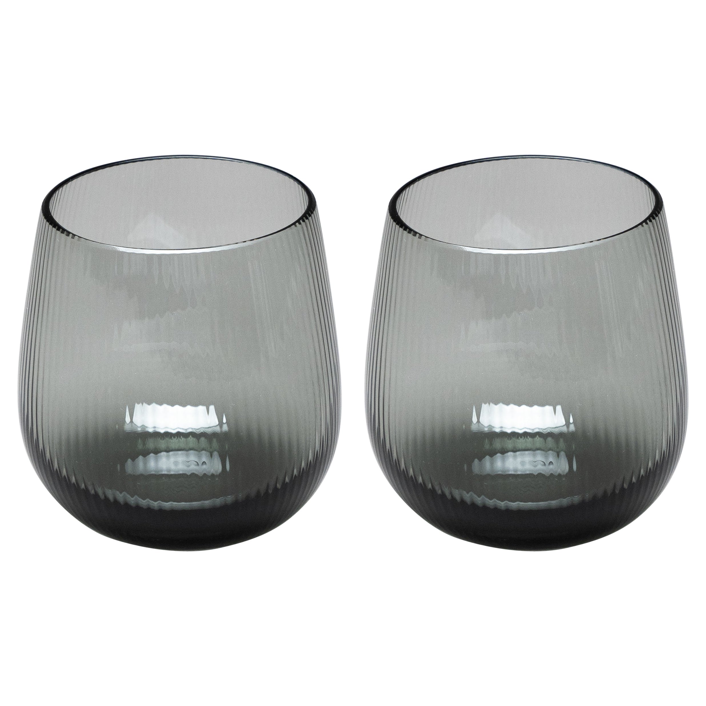 siglo XXI Federico Peri Stilla Liquida Acero Gris 2-Pequeños Vasos Murano