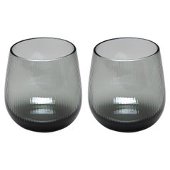 siglo XXI Federico Peri Stilla Liquida Acero Gris 2-Pequeños Vasos Murano