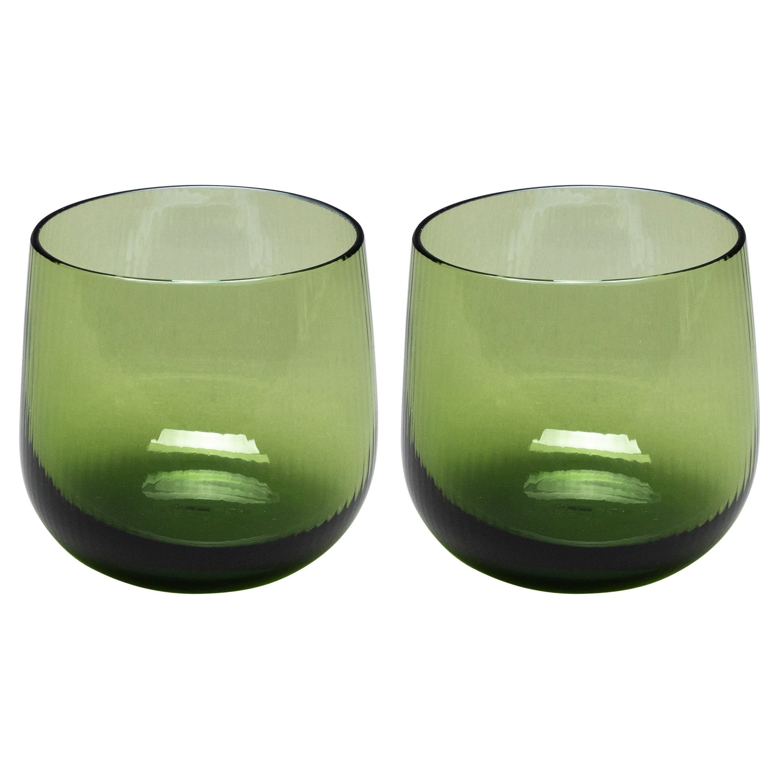 siglo XXI Federico Peri Stilla Liquida Verde Musgo 2-Pequeños Vasos Murano en venta