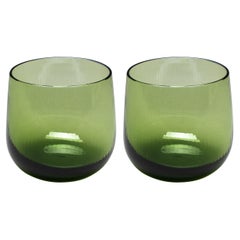 21st Century Federico Peri Stilla Liquida Moss Green 2-Small Tumblers Murano