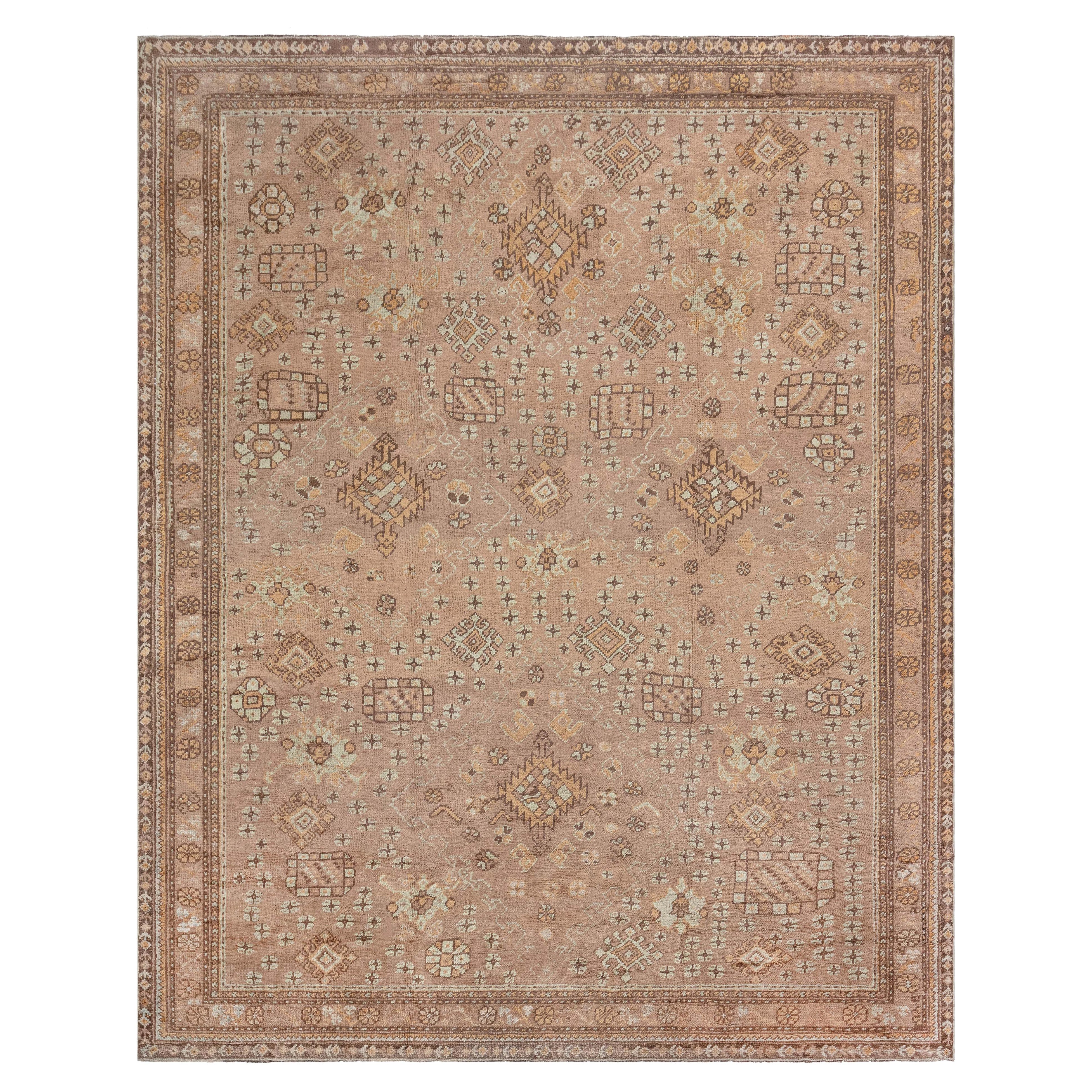 Doris Leslie Blau Antique Turkish Oushak Brown Handwoven Wool Rugs by Doris Leslie Blau en vente