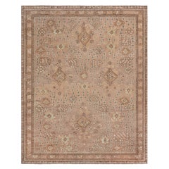 Doris Leslie Blau Antique Turkish Oushak Brown Handwoven Wool Rug