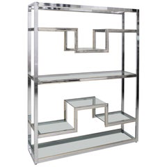 Guy Lefevre Etagere in Chrome and Brass